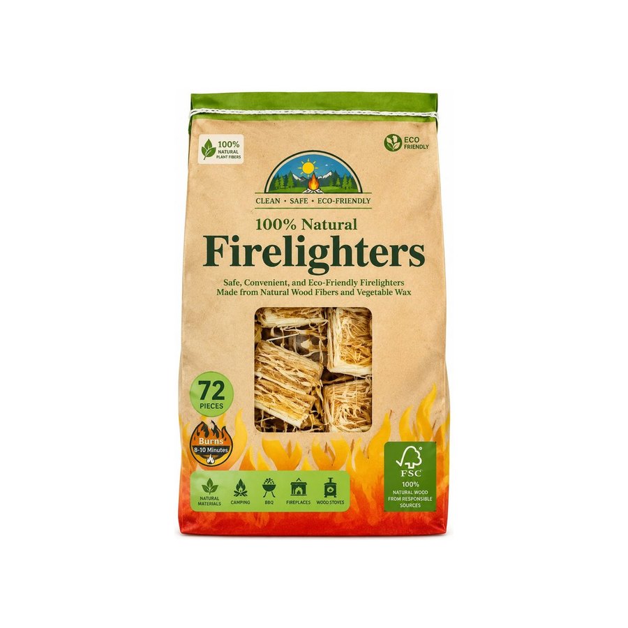 72 pcs kraft bag of natural firelighters