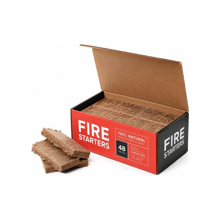 48 pcs fire starters carton with open lid