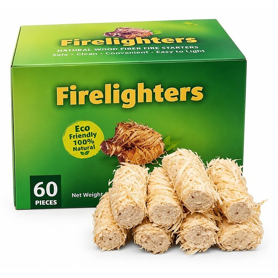 Wood wool firelighters, box of 60