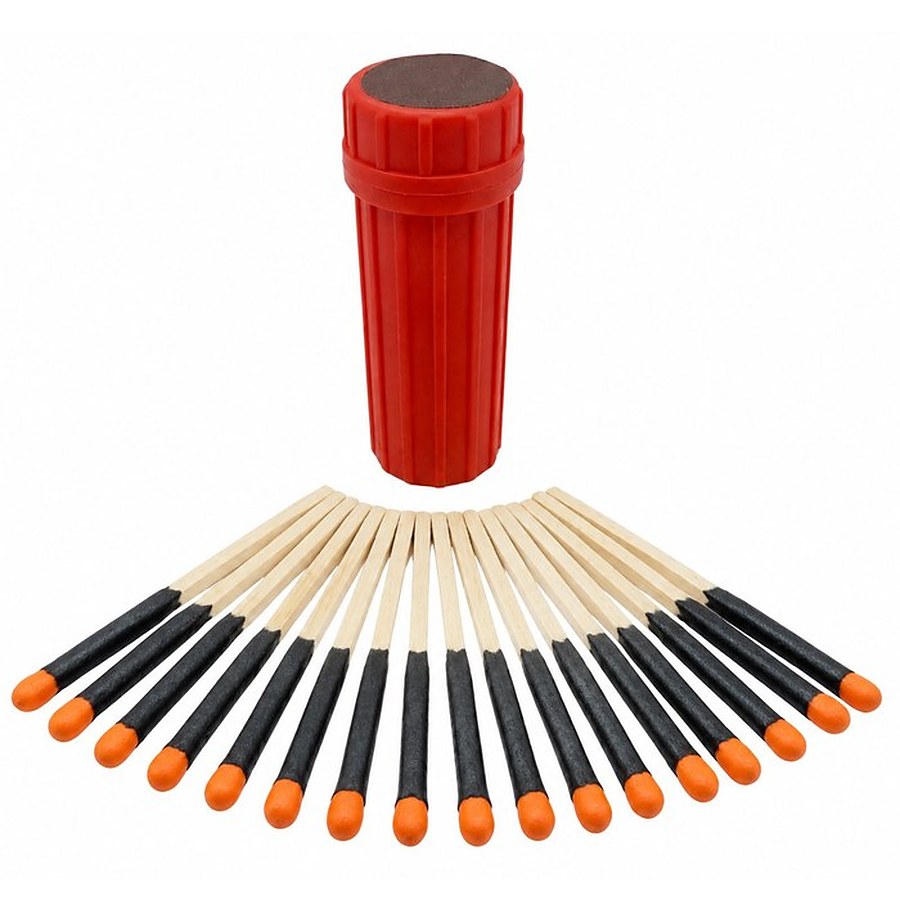 Stormproof matches in a waterproof match tube